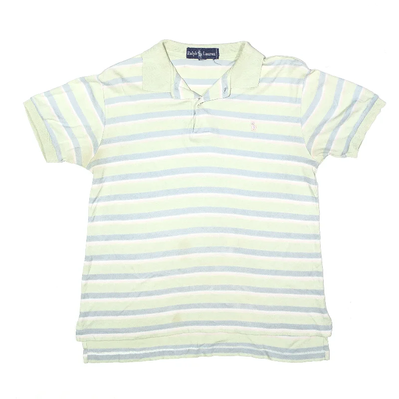 RALPH LAUREN Polo Shirt Green Striped Short Sleeve Boys M