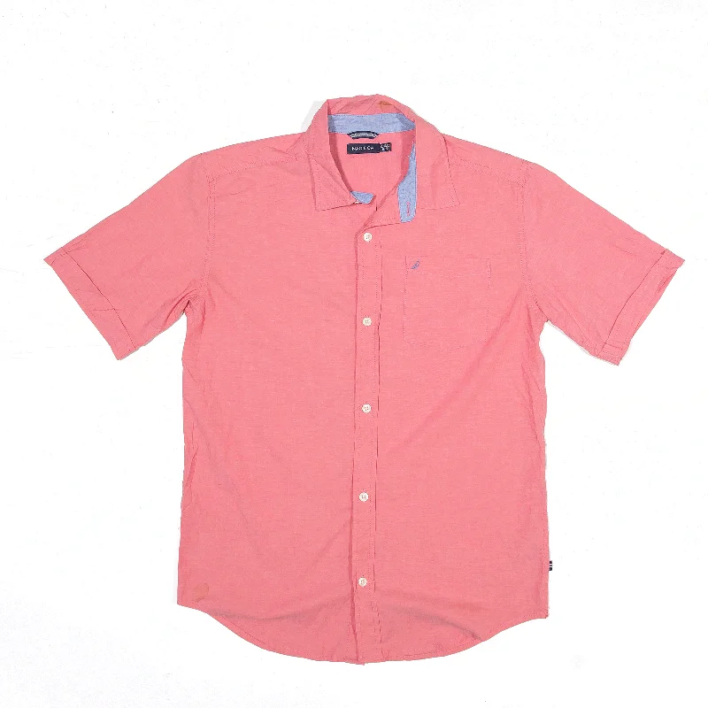 NAUTICA Shirt Pink Plain Short Sleeve Boys XL