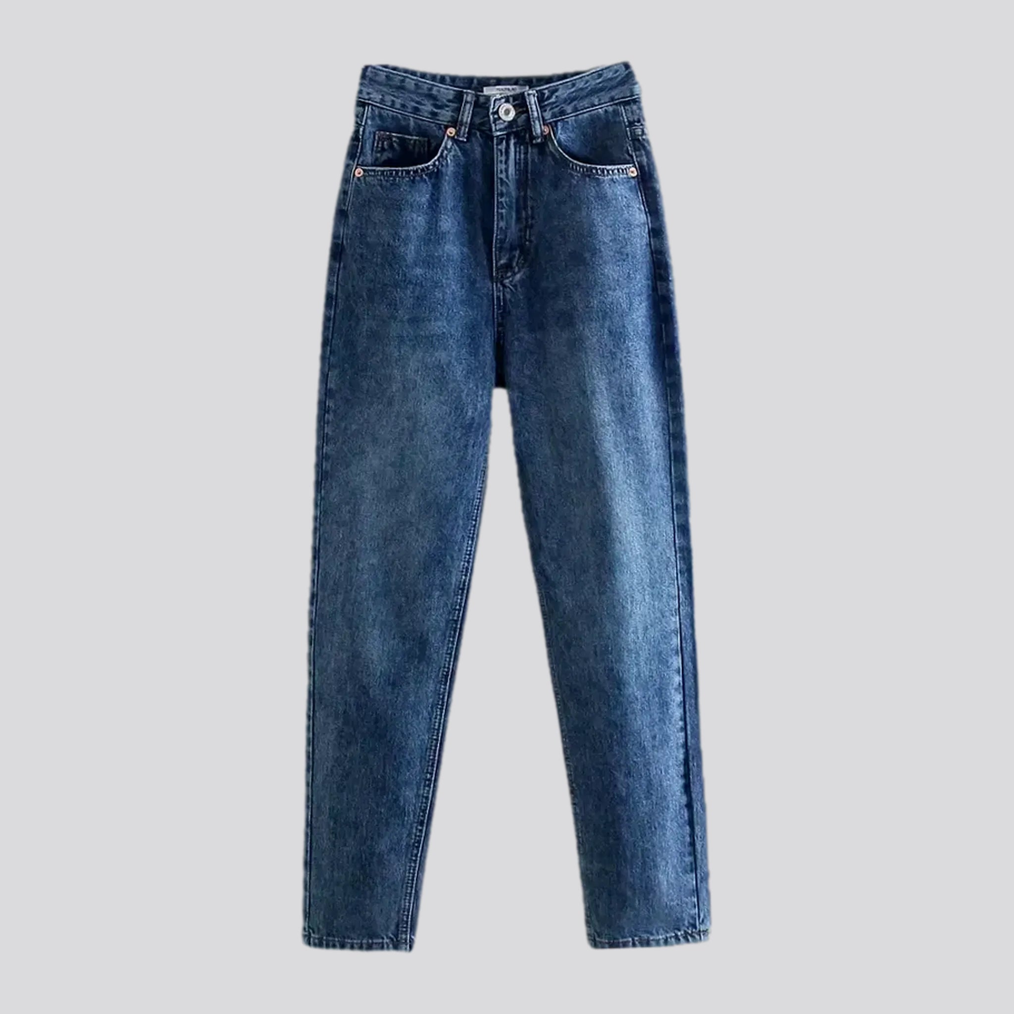 Whiskered mom-fit women's jeans