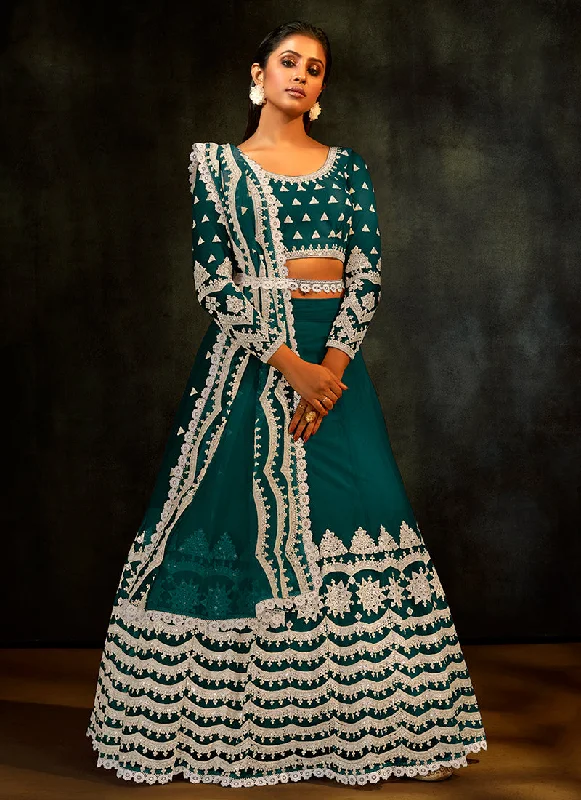 Turquoise Sequence Embroidered Designer Lehenga Choli