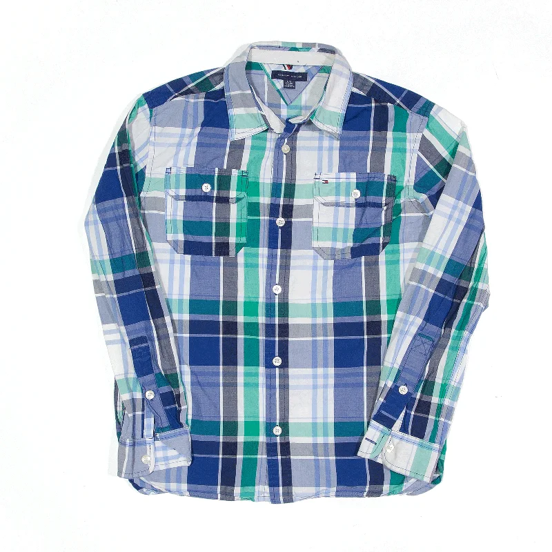 TOMMY HILFIGER Shirt Blue Check Long Sleeve Boys L