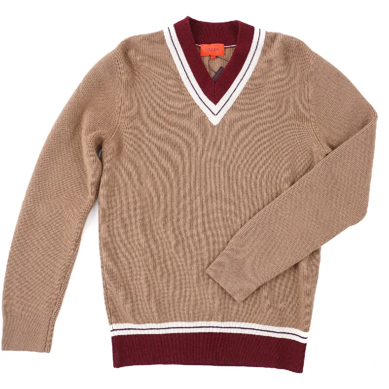 Isaia Cashmere Sweater with Contrast Details