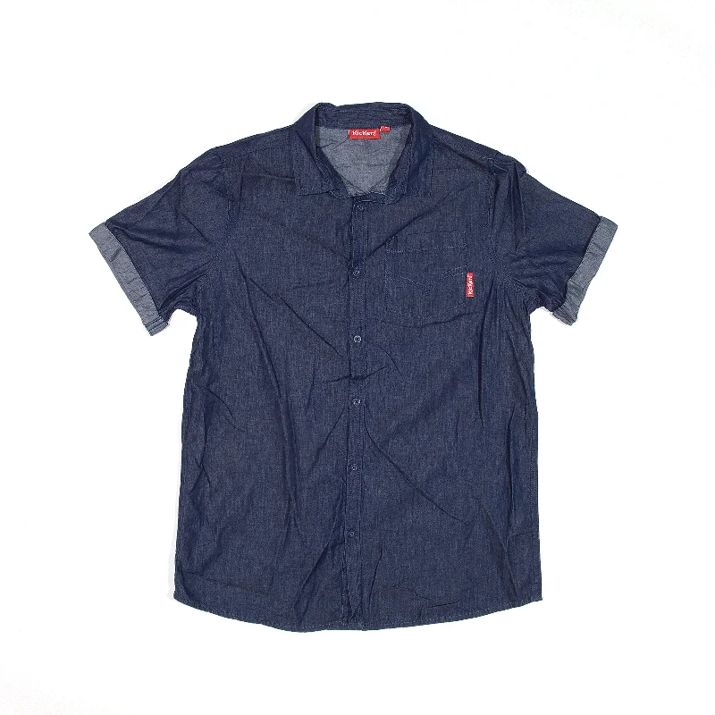 KICKERS Plain Shirt Blue Short Sleeve Boys S