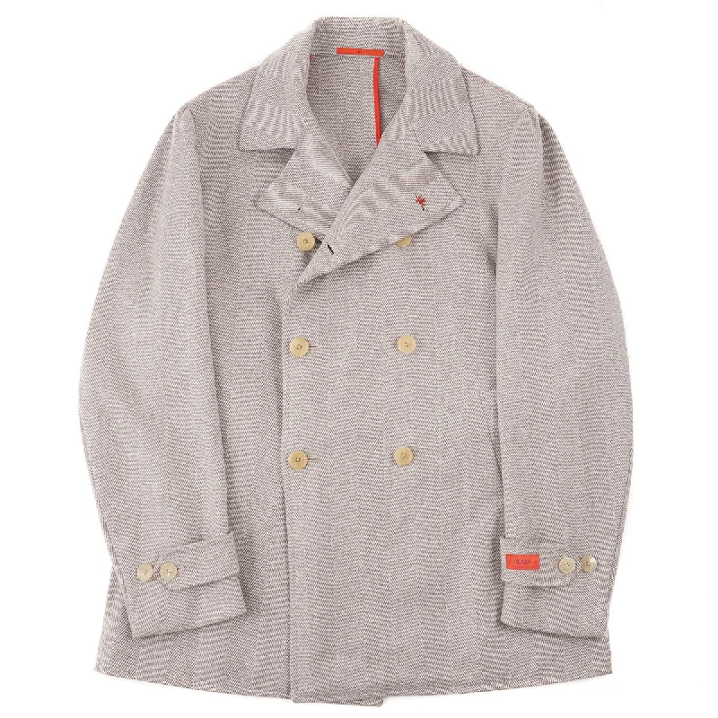 Isaia Herringbone Cashmere Peacoat