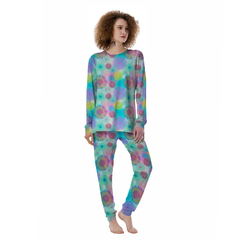 Bohemian Mandala Pastel Print Pattern Women's Pajamas Knitted pajama sets