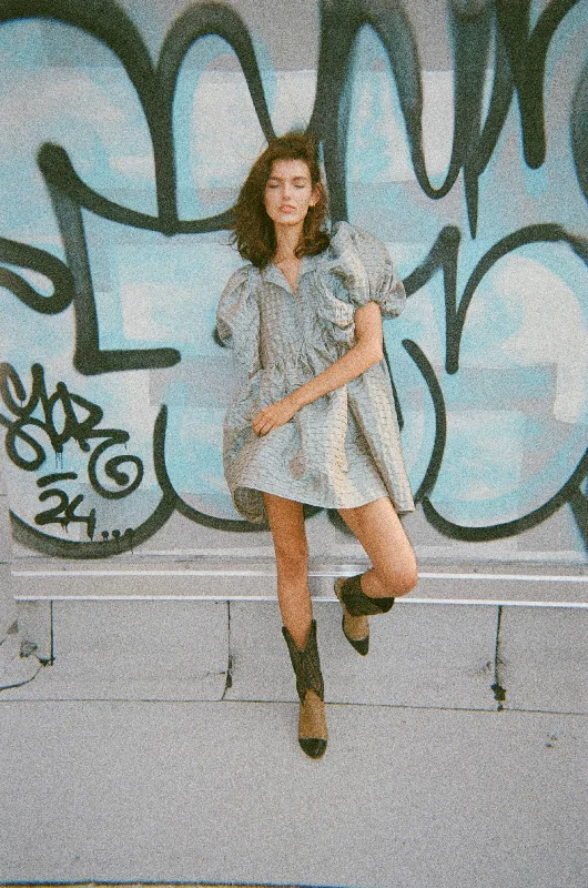 Kels Dress in Quilted Gem Taffet Dress by Madeline Marie Lightweight mini dresses for hot weather Kels Dress in Quilted Gem Taffet Dress by Madeline Marie Lightweight mini dresses for hot weather