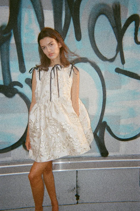 Kels Sleeveless Dress in Gold Brocade by Madeline Marie Sexy little black mini dresses