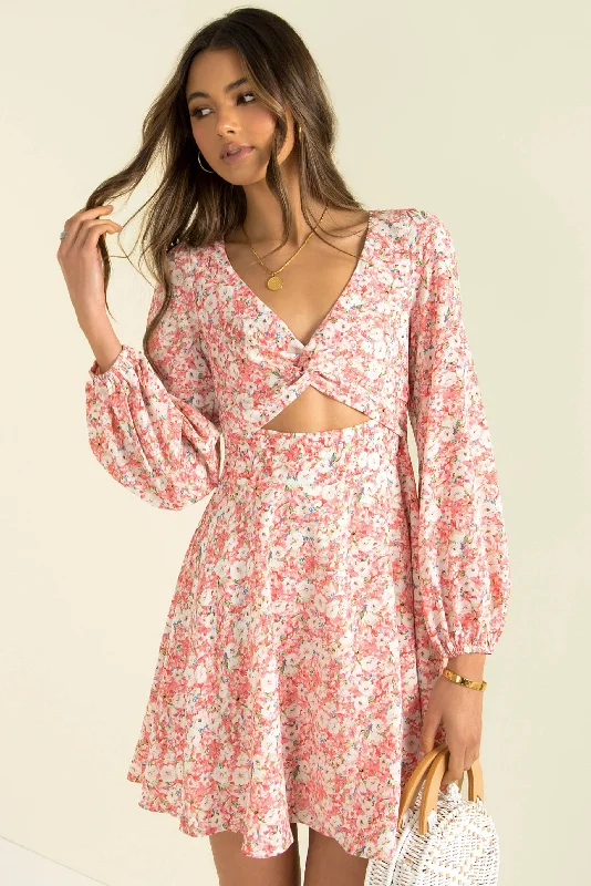 Mala Dress / Pink Floral Prom mini dresses