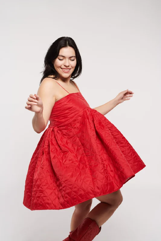New York Puffer Dress Mini Jean Red by Madeline Marie Party mini dresses
