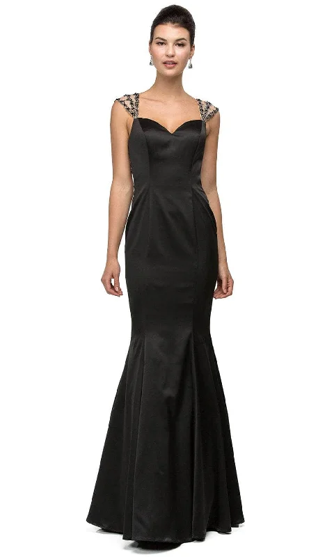 Dancing Queen 9454 - Sheer Scoop Back Mermaid Prom Gown Comfortable party dresses for all-night wear