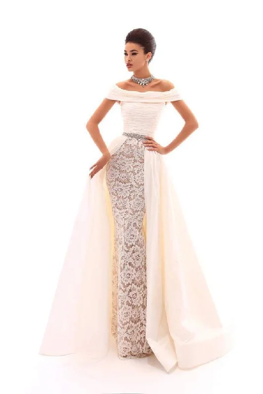 Tarik Ediz - Off Shoulder Sheath with Ballgown Overskirt 50239 Petite party dresses