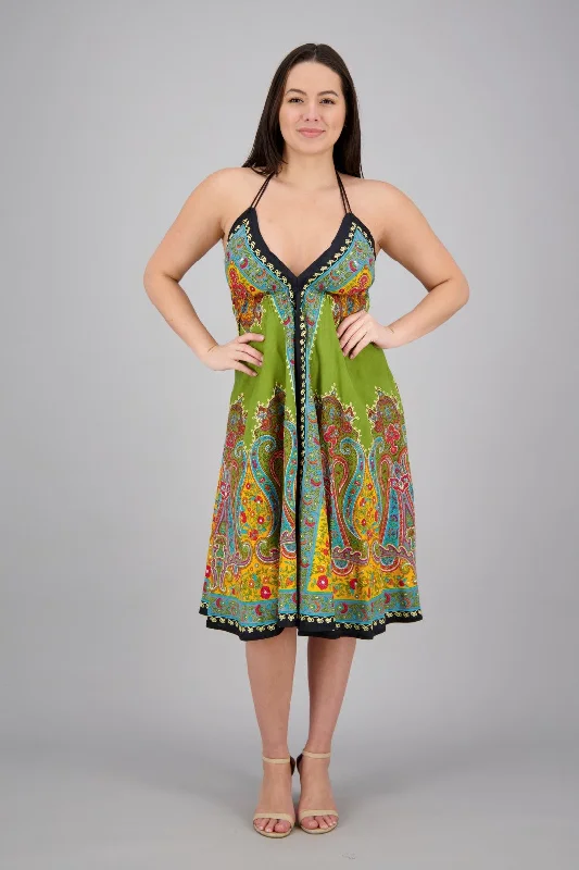 Mid-Length Halter Top Batik Dress 1969 Off-shoulder unclassified dresses