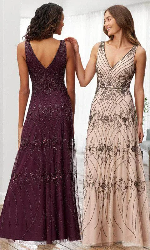Adrianna Papell Platinum 40368 - V-Neck Embellished Evening Dress Halter unclassified dresses Adrianna Papell Platinum 40368 - V-Neck Embellished Evening Dress Halter unclassified dresses