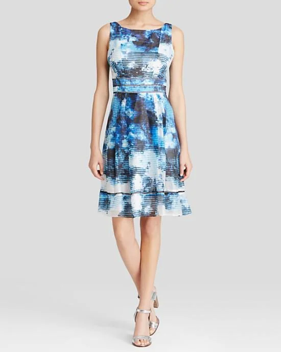 Adrianna Papell - Sleeveless Bateau Printed Dress 12242570SC A-line unclassified dresses