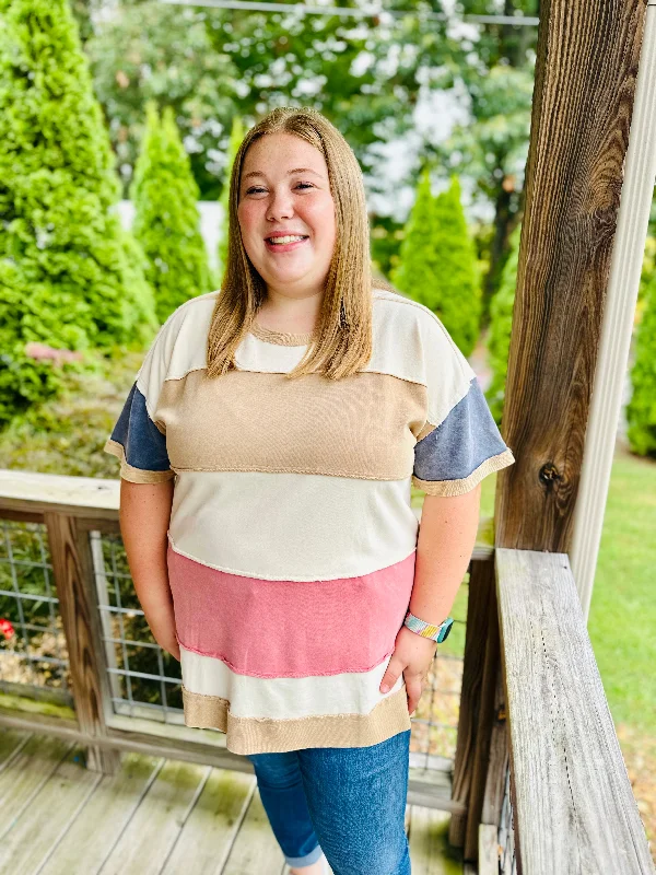 Curvy Tan Color Block Tunic Dress/Top Fashionable unclassified dresses