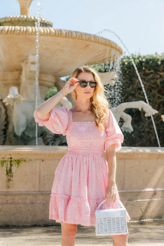 Brooklyn Mini - Pink Geo Vintage Mini Skirt