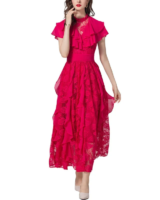 BURRYCO Midi Dress Ruffled Floral Skirt