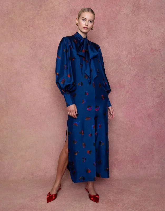 Dakota Twill Midi Dress - Petal Cloud Navy Long Midi Skirt