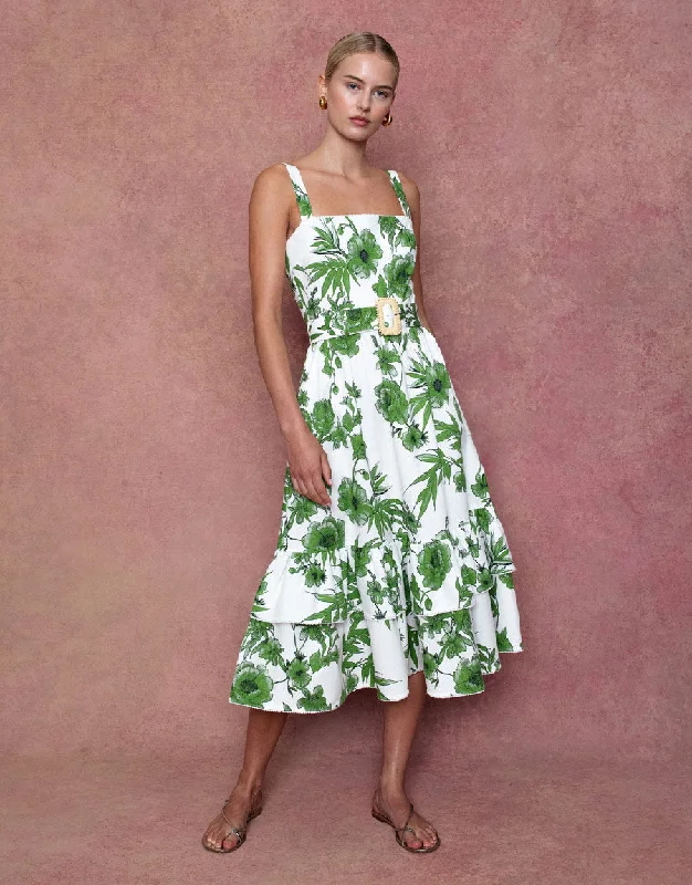 Dani Pique Midi Dress - Antigua Green Tartan Midi Skirt