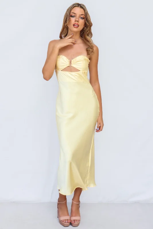 Rosette Midi Dress - Yellow Classic Midi Skirt